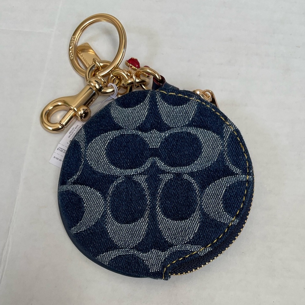 Coach CZ256 Circular Coin Pouch Bag Charm in Signature Denim - Picture 2 of 4